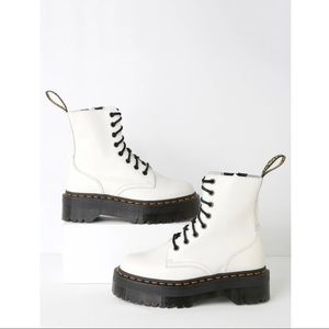 Dr. Martens Jadon White Leather 8-Eye Platform Boot